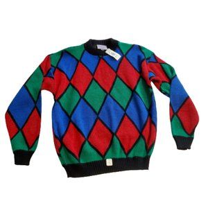 NWT Adel Colorful Sweater 80's Vintage Size L Geometric
